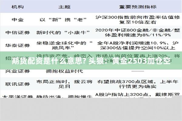 期货配资是什么意思? 头狼：黄金2503加仓空