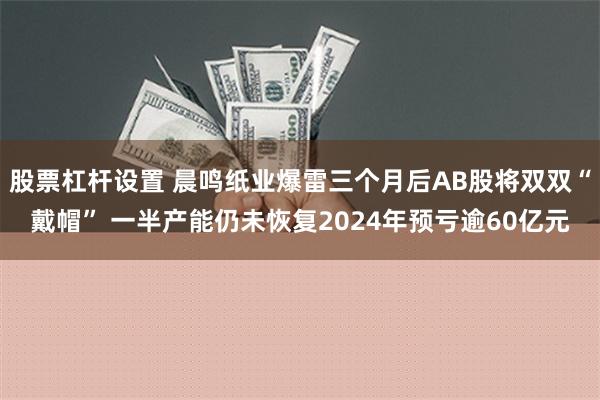 股票杠杆设置 晨鸣纸业爆雷三个月后AB股将双双“戴帽” 一半产能仍未恢复2024年预亏逾60亿元